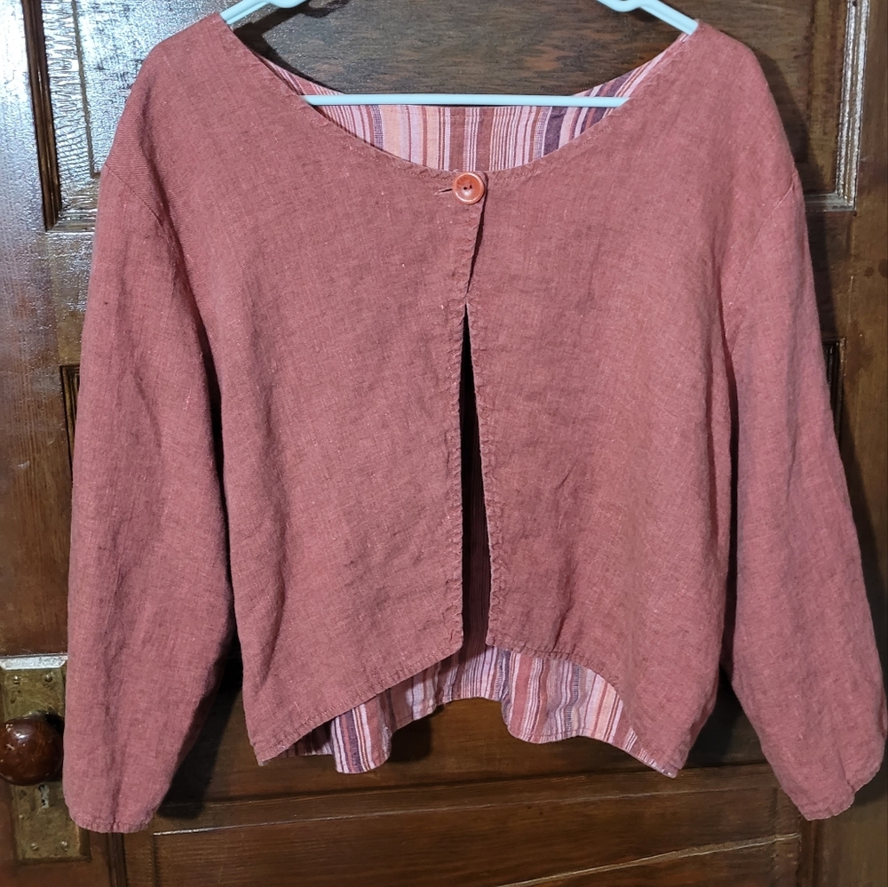 Flax 100% Linen Shrug Size Large Terra Cotta